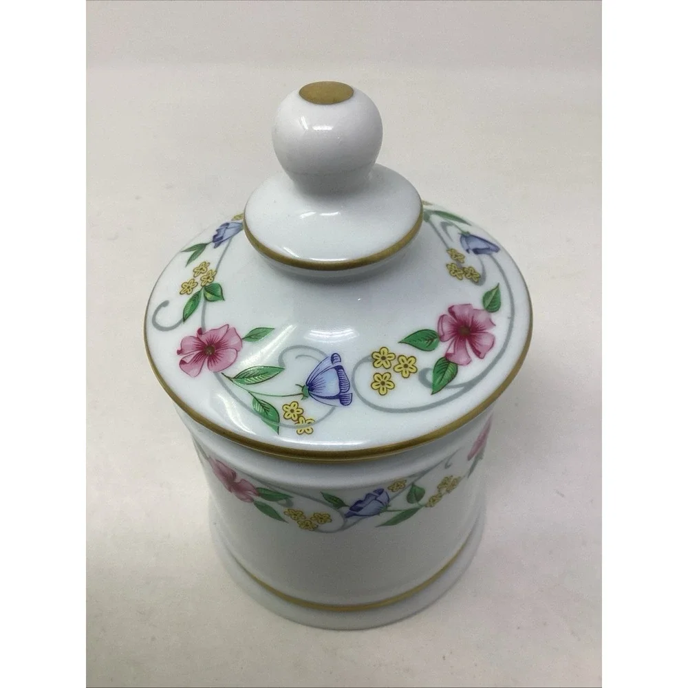 VTG Chamart Limoges France Porcelain Apothecary Jar w Lid Gold Trim Painted 7